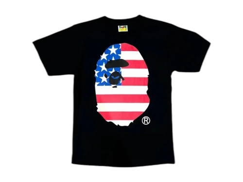 BAPE USA Flag Ape Head Tee Black