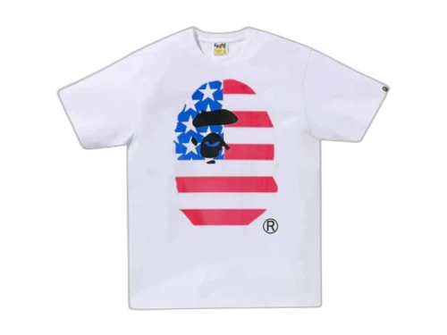 BAPE USA Flag Ape Head Tee White