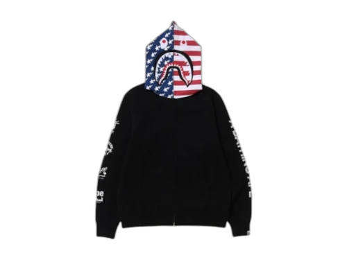 BAPE USA Flag Shark Hoodie White