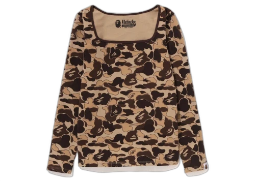 BAPE Womens Cookie Camo 2 L/S Tee Brown