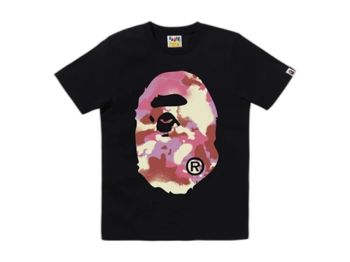 BAPE Women's Map Camo Big Ape Head Tee Black/Pink