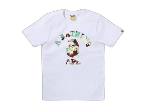 BAPE Women's Map Camo College Tee White/Pink