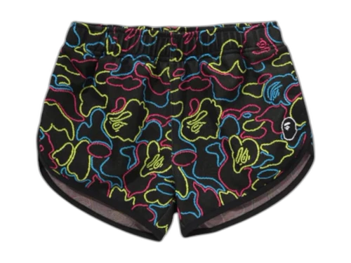 BAPE Women's Neon Camo Jacquard Track Shorts Multi