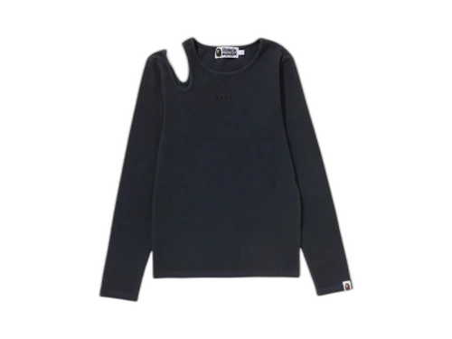BAPE Women's Pigment Dyed Cut Out Rib L/S Tee Black