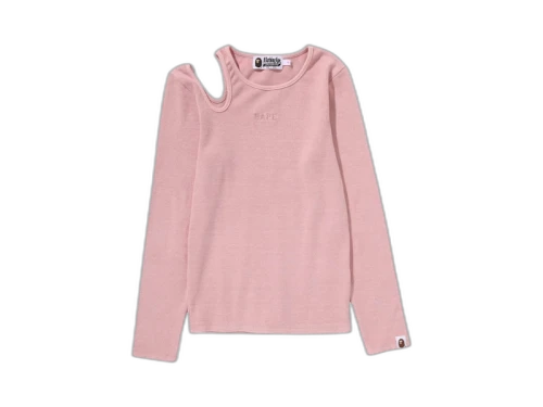 BAPE Women's Pigment Dyed Cut Out Rib L/S Tee Pink