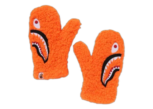 BAPE Women's Shark Boa Mittens Orange