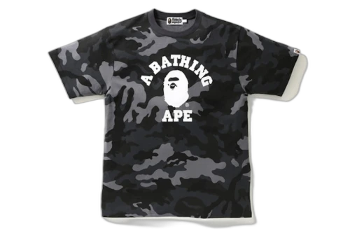 BAPE Woodland Camo College Tee Black