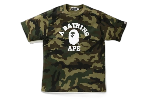 BAPE Woodland Camo College Tee Green