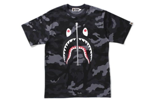BAPE Woodland Camo Shark Tee Black