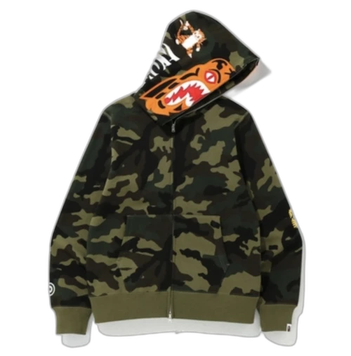 BAPE Woodland Camo Tiger Full Zip Hoodie Green