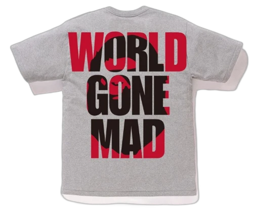 BAPE World Gone Mad Overlap Tee Grey