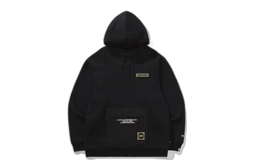 BAPE x Alpha Industries Rib Collar Hoodie Black