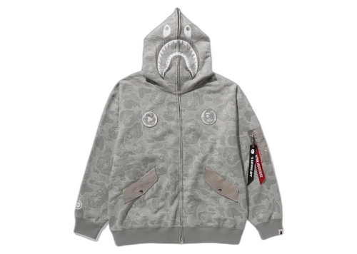 BAPE x Alpha Industries Shark Full Zip Hoodie Olivedrab