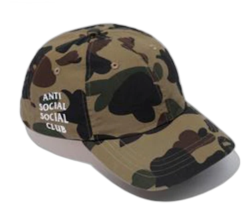 BAPE x Anti Social Social Club 1st Camo Strapback Hat (FW19) Green Camo