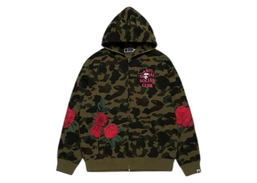 BAPE x Anti Social Social Club Full Zip Hoodie Green