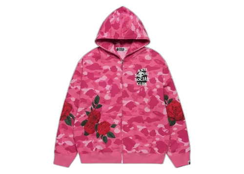 BAPE x Anti Social Social Club Full Zip Hoodie Pink