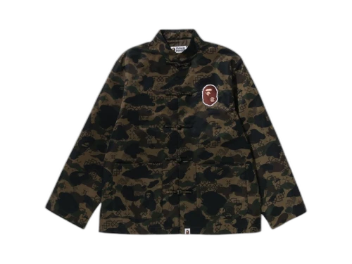 BAPE x CLOT Camo Ape Head Chinese Jacket Olive