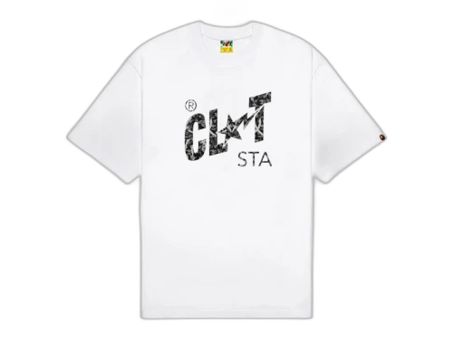 BAPE x CLOT Camo CLOT STA Logo Relaxed Fit T-shirt White