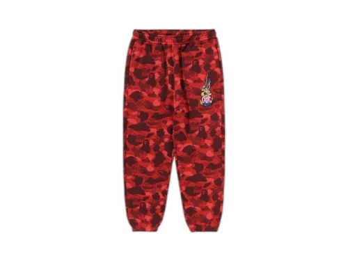 BAPE x CLOT Camo Logo Sweat Pants Red