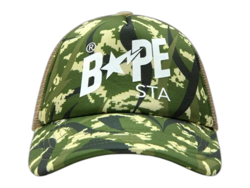 BAPE x CLOT Egra Camo Trucker Cap Green