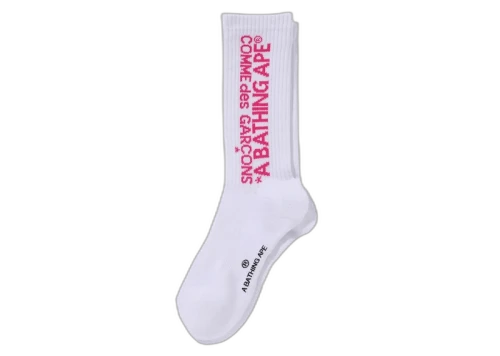 BAPE x Comme des Garcons Logo Socks White