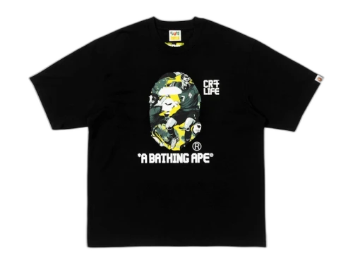 BAPE x CR7 Life Graphic A Bathing Ape Relaxed Fit Tee Black
