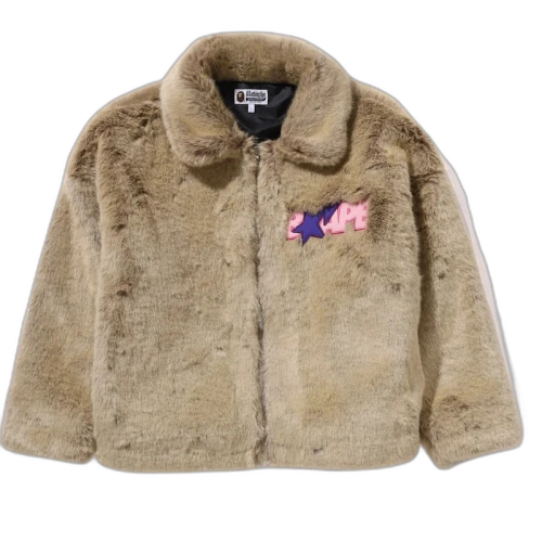 BAPE x Don Toliver Faux Fur Jacket Beige