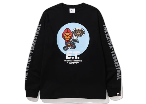 BAPE x E.T. Kids Baby Milo L/S Tee Black