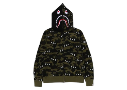 BAPE x God Selection XXX Shark Full Zip Hoodie Green