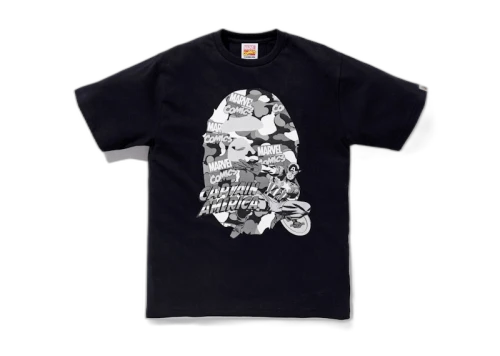 BAPE x Marvel Comics Camo Captain America Tee Black