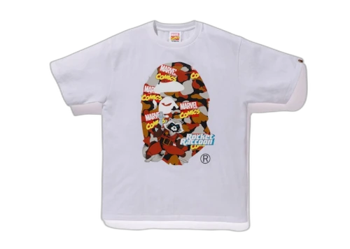 BAPE x Marvel Comics Camo Rocket Raccoon Tee White