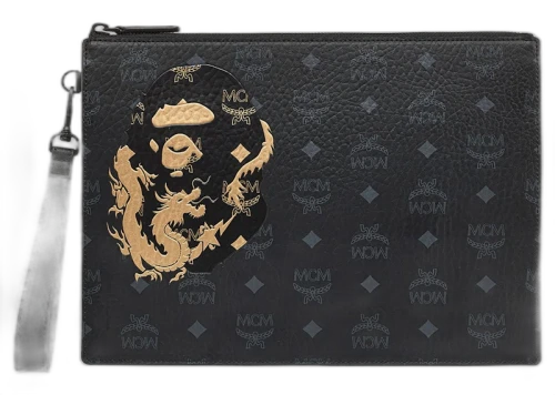 BAPE x MCM Flat Pouch Black