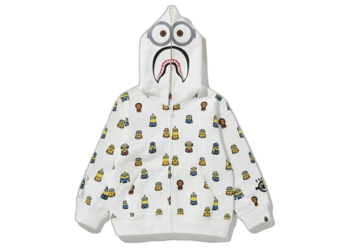 BAPE x Minions Shark Full Zip Kids Hoodie White