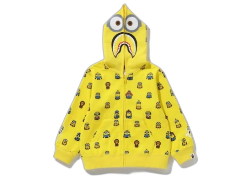 BAPE x Minions Shark Full Zip Kids Hoodie Yellow