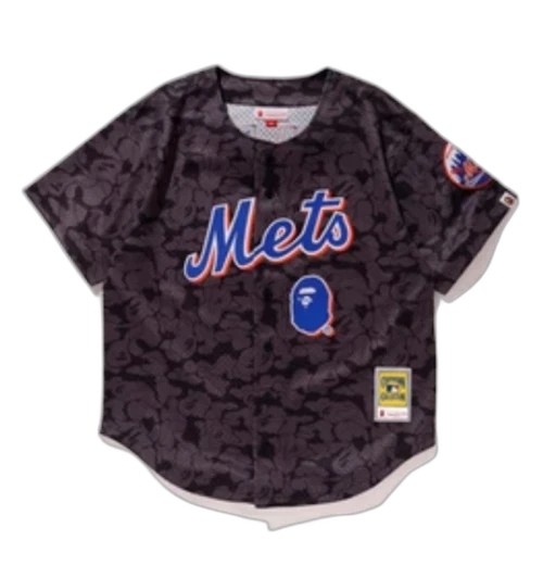 BAPE x Mitchell & Ness Mets Jersey Black