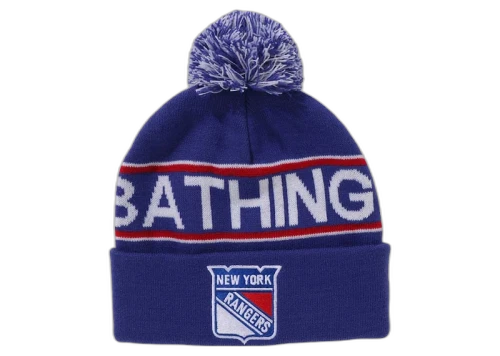 BAPE x Mitchell & Ness NHL Pom Beanie Navy