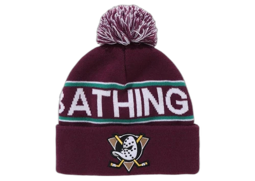 BAPE x Mitchell & Ness NHL Pom Beanie Purple