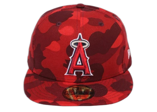 BAPE x MLB New Era Angels 59Fifty Fitted Cap Red