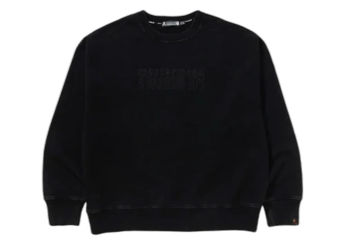 BAPE x MMJ Garment Dye Relaxed Fit Crewneck Sweatshirt Black