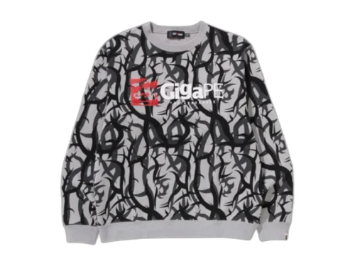 BAPE x Neighborhood Trial Camo Gigape Crewneck Grey