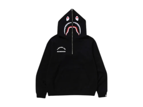 BAPE x Neighborhood Two Face Half Zip Pullover Hoodie Black