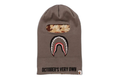 BAPE x OVO Woodland Camo Shark Reversible Balaclava Grey