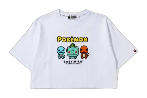 BAPE x Pokemon Ladies Starters Cropped Tee White