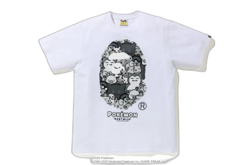 BAPE x Pokemon Monotone Ape Head Tee #2 White