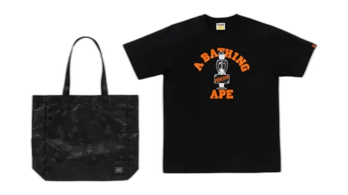 BAPE x Porter Stand Tee & Tote Bag Tee Black
