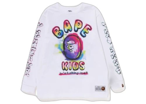 BAPE x Readymade Kids Spray L/S Tee White