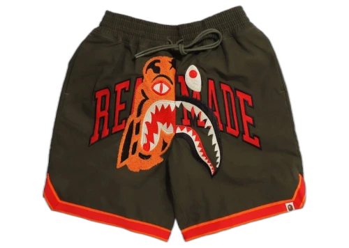 BAPE x READYMADE Tiger Shark Basketball Short Olivedrab