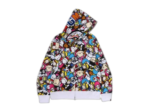 BAPE x Sanrio Characters Baby Milo Shark Full Zip Hoodie Multicolor