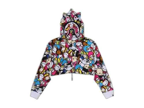 BAPE x Sanrio Characters Cropped Baby Milo Shark Full Zip Hoodie Multicolor