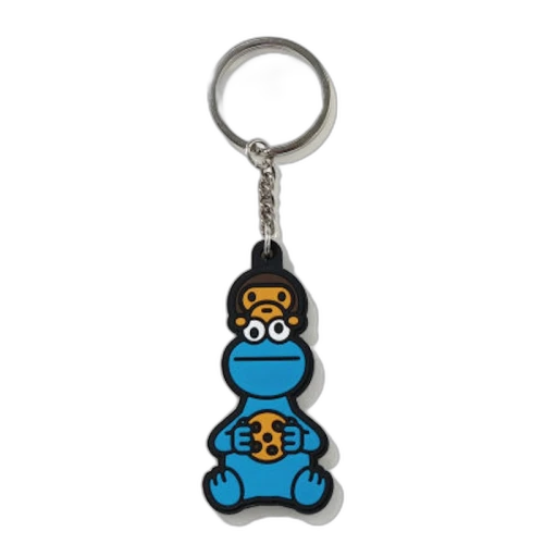 BAPE x Sesame Street Cookie Monster Silicon Keychain Blue